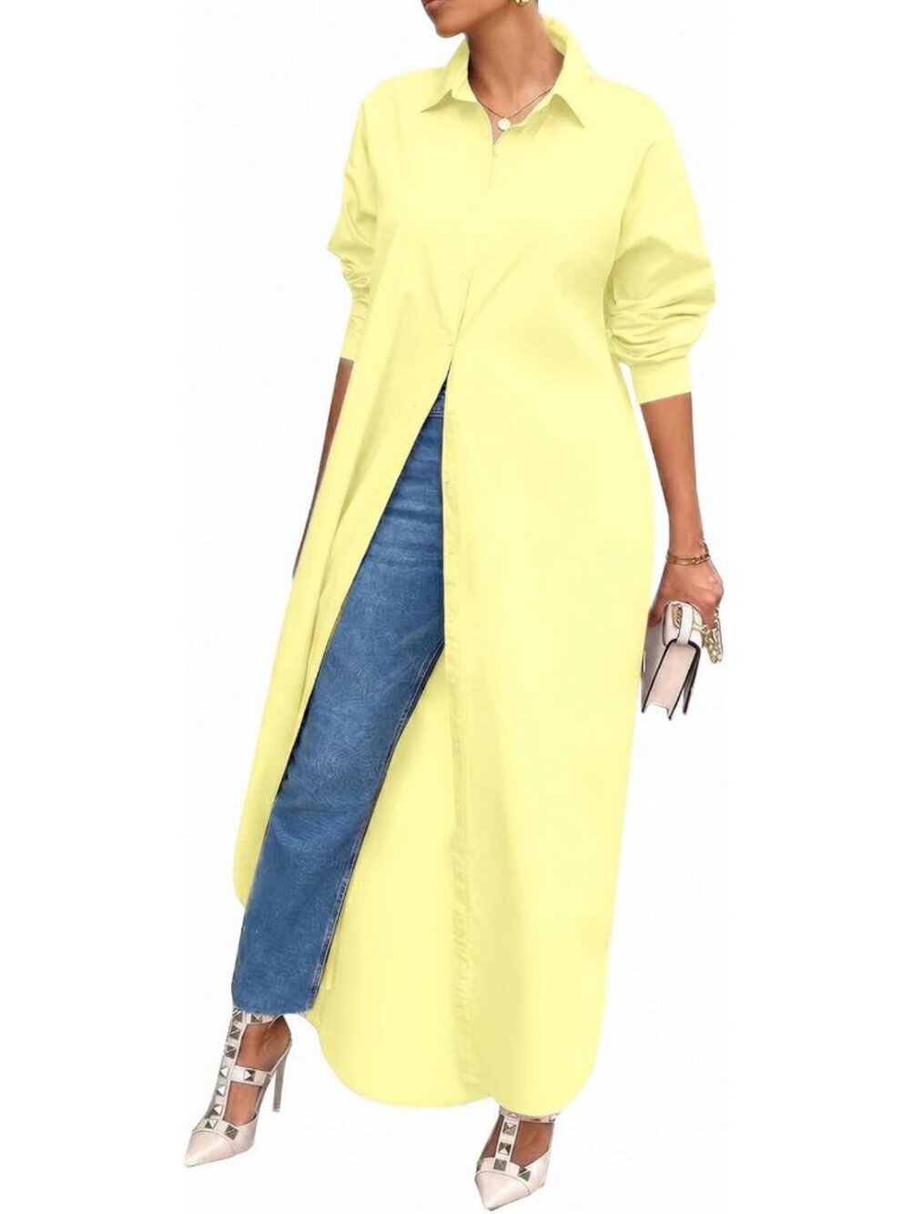 Casual Long Sleeve Cotton Maxi Shirt Dress for Women - Perfect Everyday Style